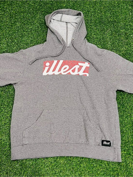 illest Other - Illest Gray Pullover Hoodie Mens Streetwear Box Logo Size Large💎